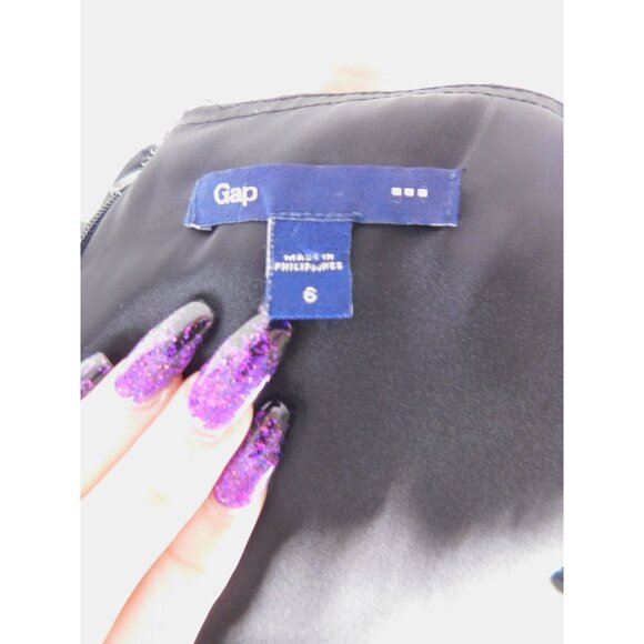 GAP Black Sleeveless Ruffle Neck Dress Size 6 - Classic Chic Evening Look - Picture 9 of 11